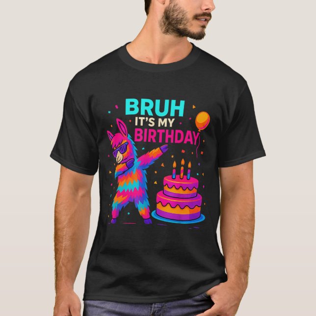 Camiseta Kids Dabbing Llama Birthday Funny Bday Party Tee  (Anverso)