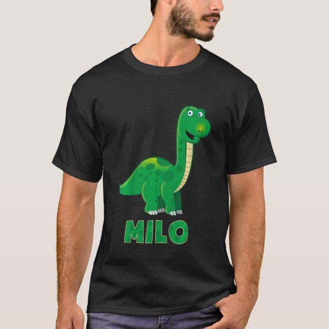 Camiseta Kids Dino dinosaurio nombre Milo (Anverso)