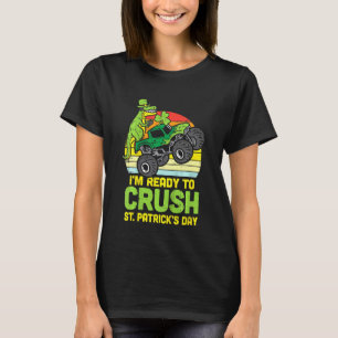 Camiseta Kids Dino Monster Truck Ready Crush St Patricks Da
