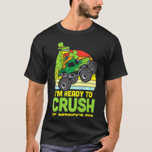 Camiseta Kids Dino Monster Truck Ready Crush St Patricks Da