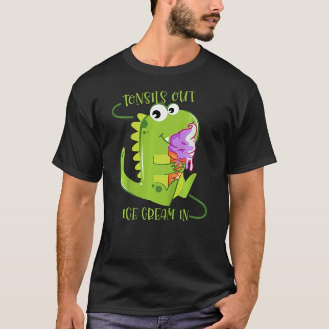 Camiseta Kids Dino Tonsils Out Ice Cream In Tonsillectomy D (Anverso)