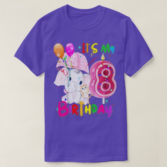 Camiseta Kids Elephant Birthday Its My 9th Birthday Girls E (Diseño del anverso)