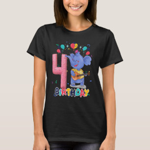 Camiseta Kids Elephant Birthday Party 4 años de edad