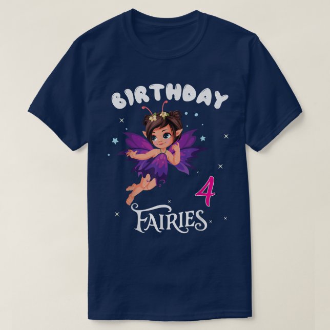 Camiseta Kids Fairy Birthday Party 4 años Fairy Birthd (Diseño del anverso)