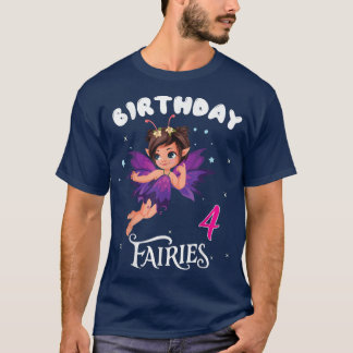 Camiseta Kids Fairy Birthday Party 4 años Fairy Birthd