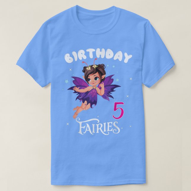 Camiseta Kids Fairy Birthday Party 5 años Fairy Birthd (Diseño del anverso)