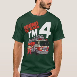 Camiseta Kids Fire Truck 4th Birthday Boy Firefighter 4 Yea
