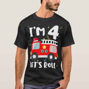 Camiseta Kids Fire Truck 4th Birthday Toddler Boy Firefight