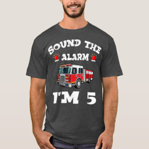 Camiseta Kids Fire Truck 5th Birthday Boy Toddler Firefight