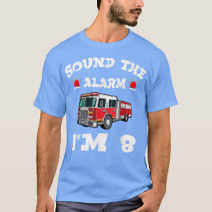 Camiseta Kids Fire Truck 8th Birthday Boy Toddler Firefight