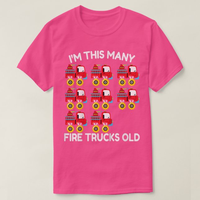 Camiseta Kids Fire Truck Firefighter Monster Truck 8th Birt (Diseño del anverso)