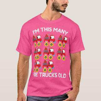 Camiseta Kids Fire Truck Firefighter Monster Truck 8th Birt