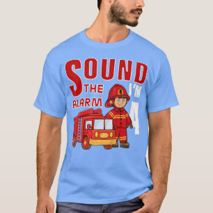 Camiseta Kids Firefighter 4th Birthday Kids Fire Truck Todd