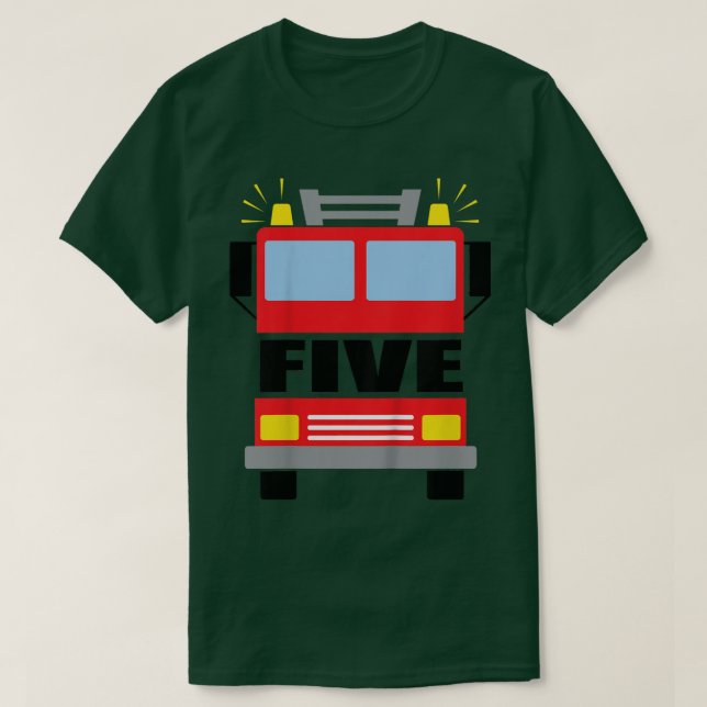 Camiseta Kids FIVE (5) year old 5th Birthday Fire Truck the (Diseño del anverso)