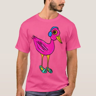 Camiseta Kids Flamingo pink listening to music with headpho