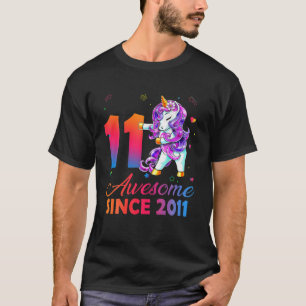 Camiseta Kids Flossing Unicorn 11Th Birthday Girls Awesome