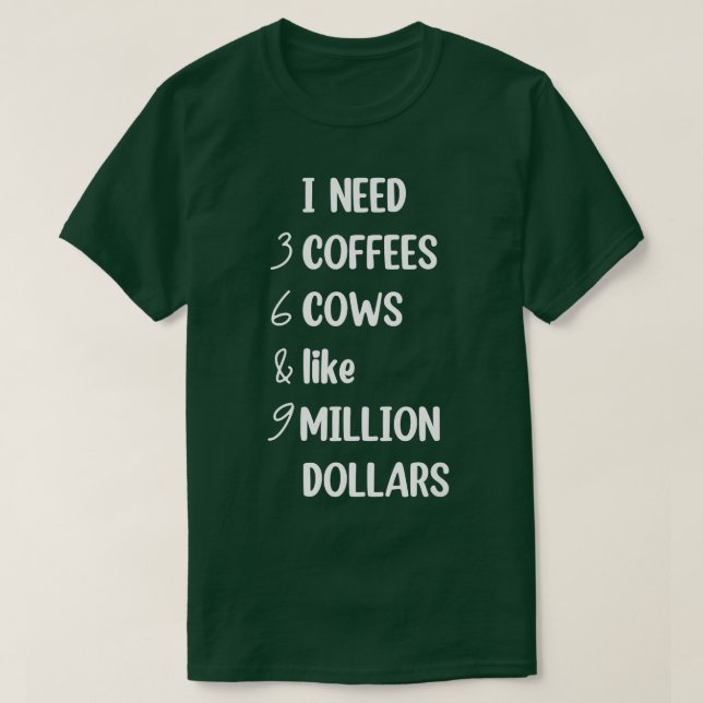 Camiseta Kids Funny cow Saying I need 3 Coffees 6 Cows, Cow (Diseño del anverso)