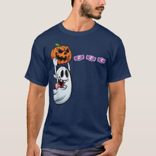 Camiseta Kids Funny Halloween Pumpkin Eating Ghost, Gamer M