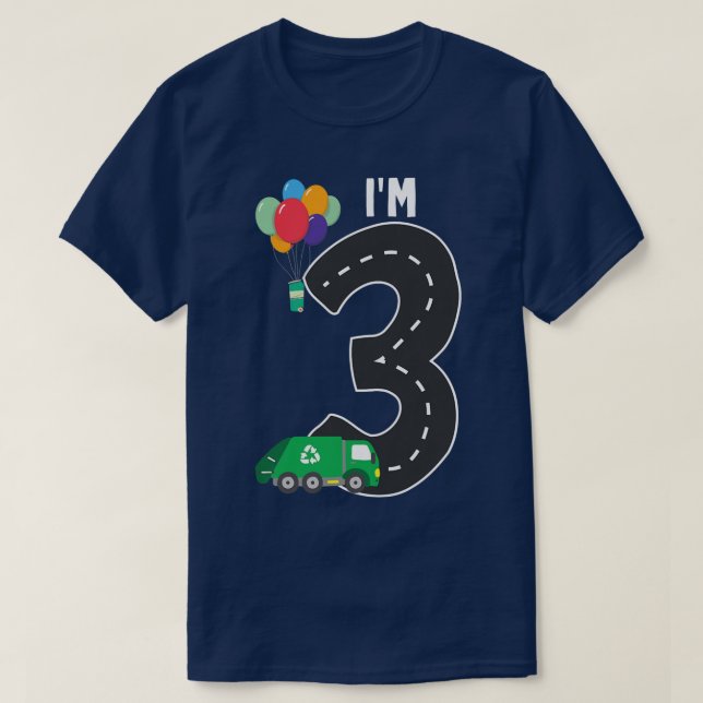 Camiseta Kids Garbage Truck 3rd Birthday Boys Recycle Trash (Diseño del anverso)