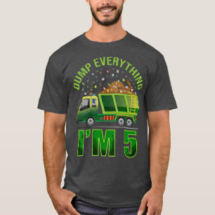 Camiseta Kids Garbage Truck Dump Everything I'm 5 Garbage T