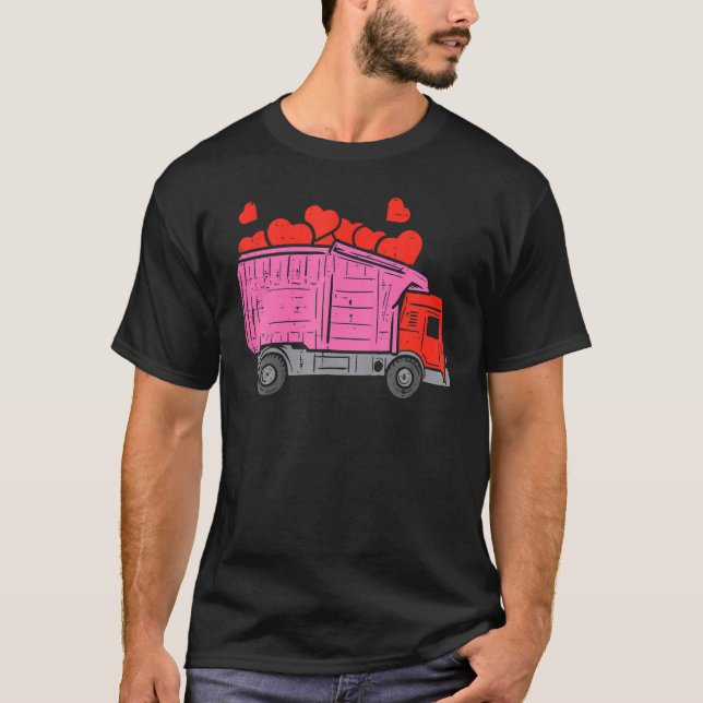 Camiseta Kids Garbage Truck Hearts Toddler Boys Valentines  (Anverso)