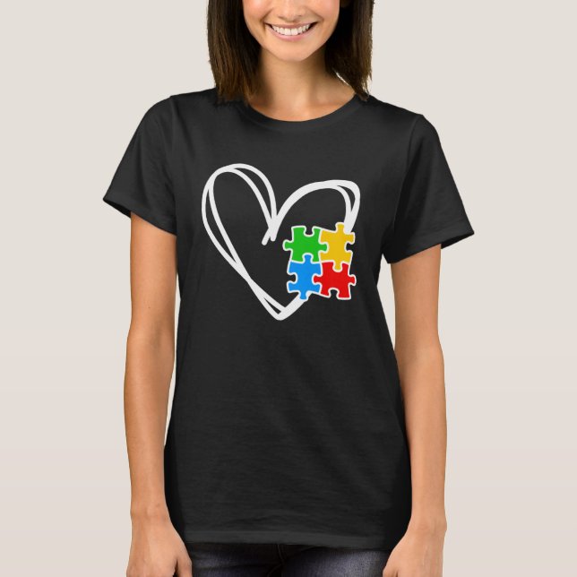 Camiseta Kids Girls Heart Autism Awareness Puzzle AutismTod (Anverso)