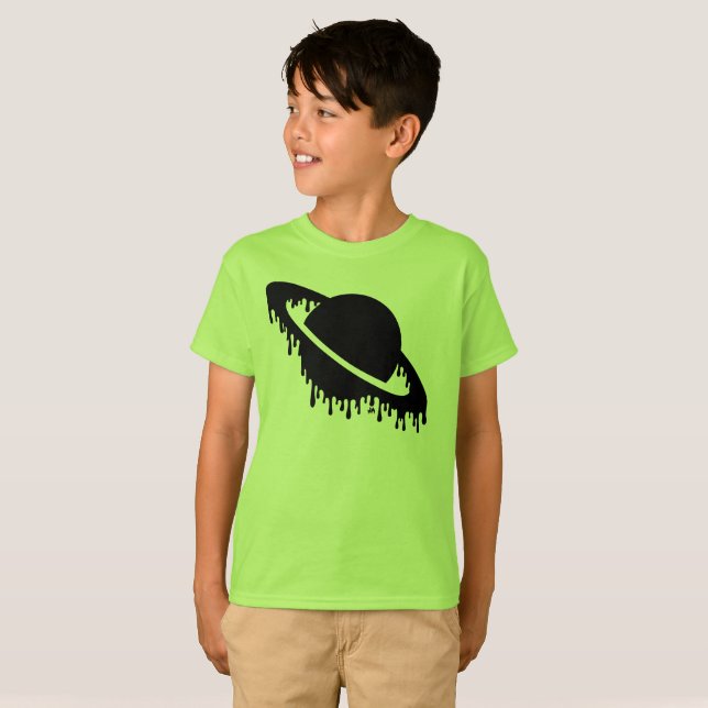 Camiseta Kids Gothic Dripping Planet Black Silhouette (Anverso completo)