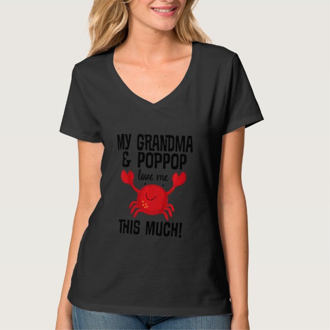 Camiseta Kids Grandma and PopPop Love Me Grandson Crab (Anverso)