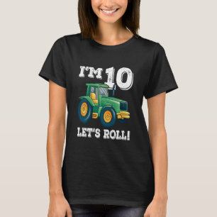 Camiseta Kids Green Farm Tractor 10th Birthday Party 10 Yea