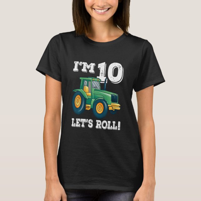 Camiseta Kids Green Farm Tractor 10th Birthday Party 10 Yea (Anverso)