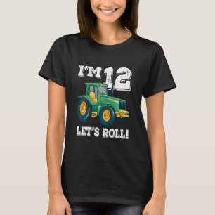 Camiseta Kids Green Farm Tractor 12th Birthday Party 12 Yea