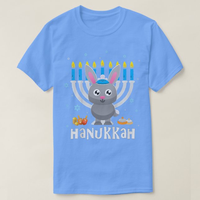 Camiseta Kids Hanukkah's for Kids Bunny Cute Hanukkah Pajam (Diseño del anverso)