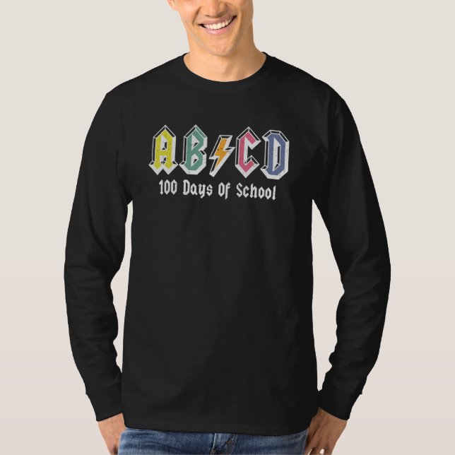 Camiseta Kids Happy 100 Days Of School Teacher ABCD Rock Gr (Anverso)