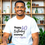 Camiseta Kids Happy 40th Birthday Mummy t-shirt<br><div class="desc">Celebrate your mom's special 40th birthday with our Kids Happy 40th Birthday Mummy t-shirt! This adorable shirt is perfect for both boys and girls and can be personalized with a custom name. It's a wonderful gift for new moms or daughters, making it a great choice for birthdays or Christmas. Let...</div>