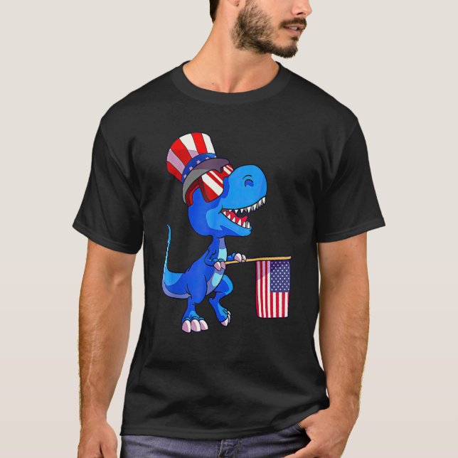 Camiseta Kids Happy 4th Of July Rex Dino Dinosaur Baby Todd (Anverso)