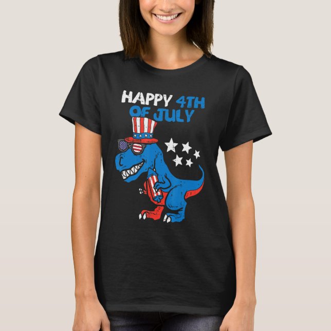 Camiseta Kids Happy 4th Of July Rex Dino Dinosaur Baby Todd (Anverso)
