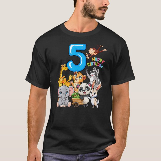 Camiseta Kids Happy Birthday 5 Zoo Animal 5 Years Old 5th B (Anverso)