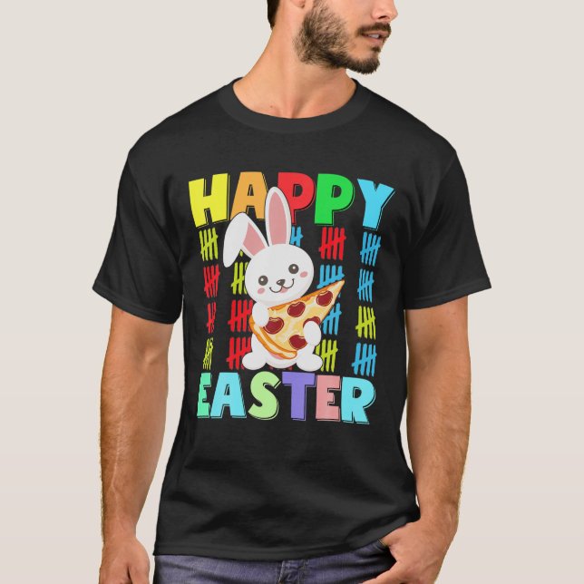 Camiseta Kids Happy Easter Rabbit Pizza With Bunny Ears Fun (Anverso)