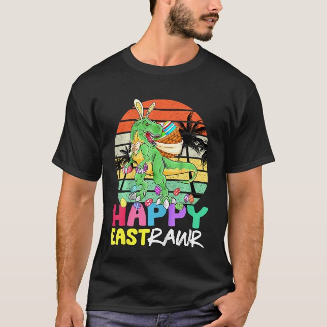 Camiseta Kids Happy Eastrawr T Rex Easter Bunny Dinosaur Eg (Anverso)