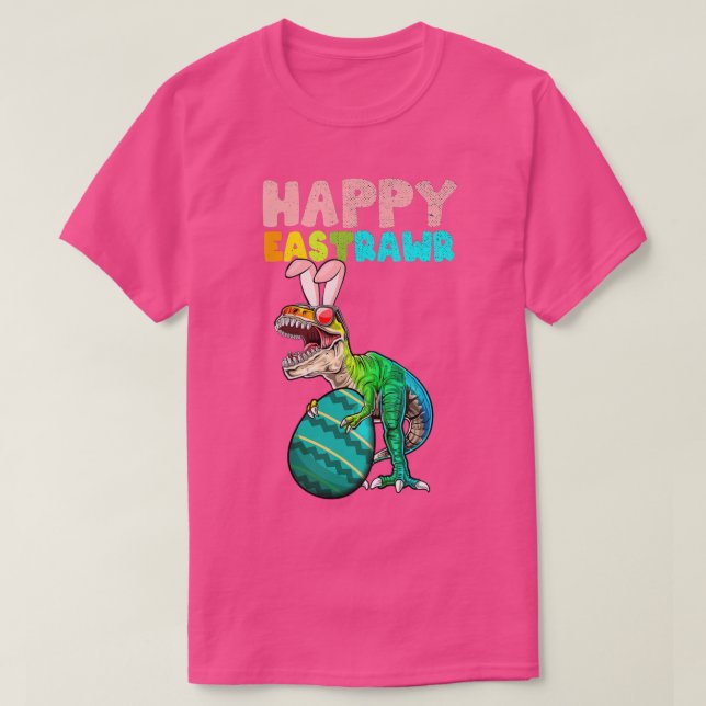 Camiseta Kids Happy Eastrawr Tre Easter Bunny Egg Funny Din (Diseño del anverso)