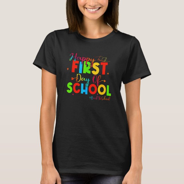 Camiseta Kids Happy First Day Of School Back To School Stud (Anverso)