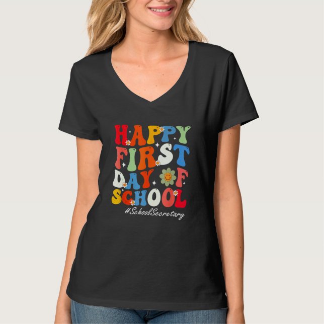 Camiseta Kids Happy First Day Of School School Secretary Re (Anverso)