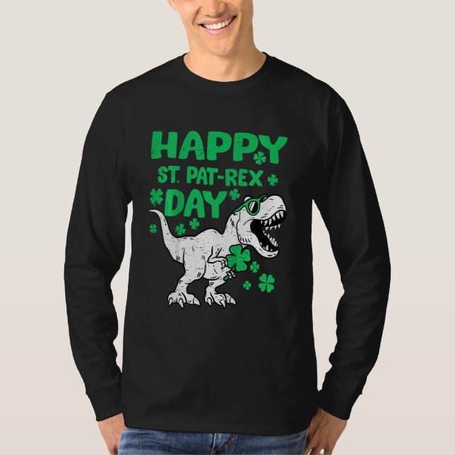 Camiseta Kids Happy St PaT Rex Dinosaur Saint Patrick's Day (Anverso)