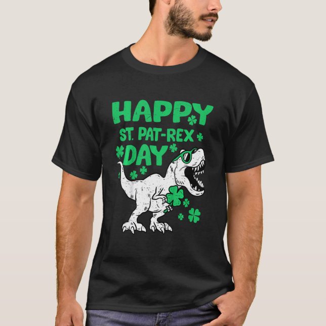Camiseta Kids Happy St PaT Rex Dinosaur Saint Patrick's Day (Anverso)
