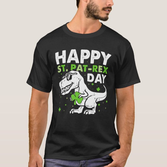 Camiseta Kids Happy St Pat Trex Day Dino St Patricks Day To (Anverso)