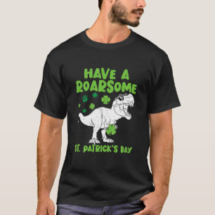 Camiseta Kids Happy St Pat Trex Day Roarsome St Patricks Da
