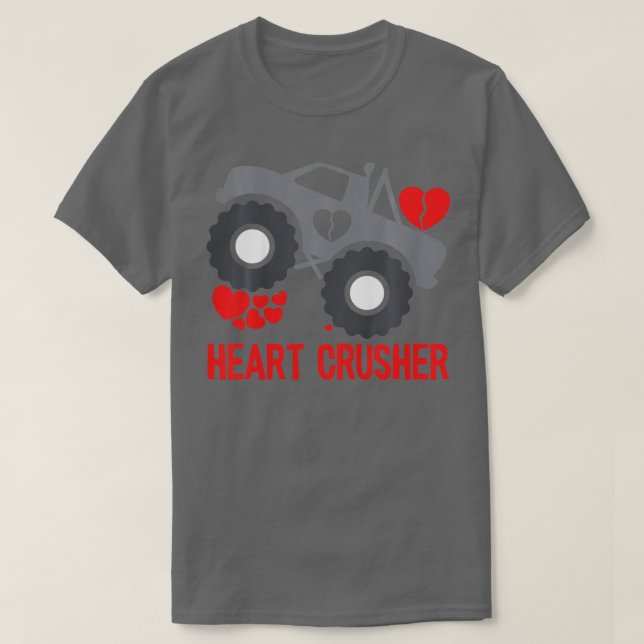 Camiseta Kids Heart Monster Truck Crusher Valentines Day Cu (Diseño del anverso)