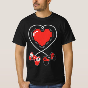 Camiseta Kids Heart Pixel Art Video Game Controller Valenti
