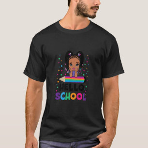 Camiseta Kids Hello School African American Black Kids Girl