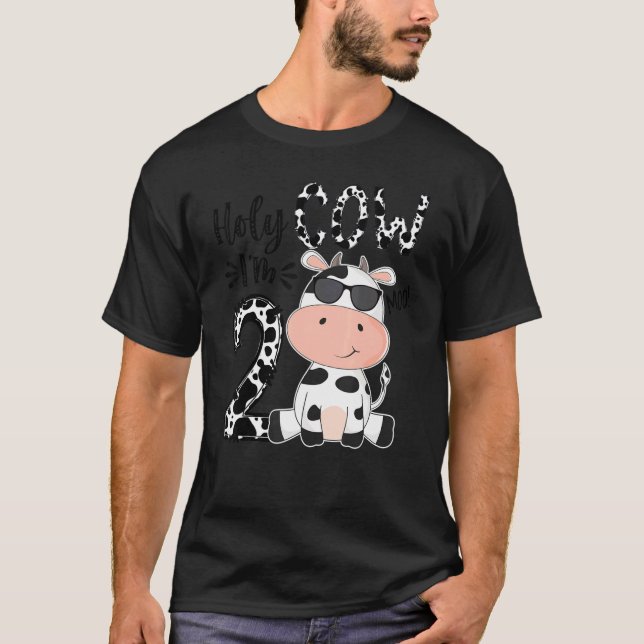 Camiseta Kids Holy Cow I'm 2 Birthday Boy 2nd Cow Farm Anim (Anverso)